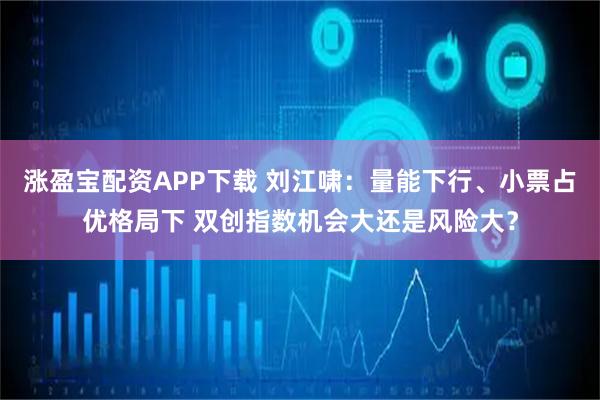 涨盈宝配资APP下载 刘江啸：量能下行、小票占优格局下 双创指数机会大还是风险大？